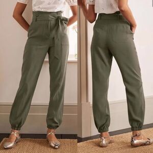 Boden Womens Size 14P Olive Green Lyocell Paperbag Utility Jogger Pants
